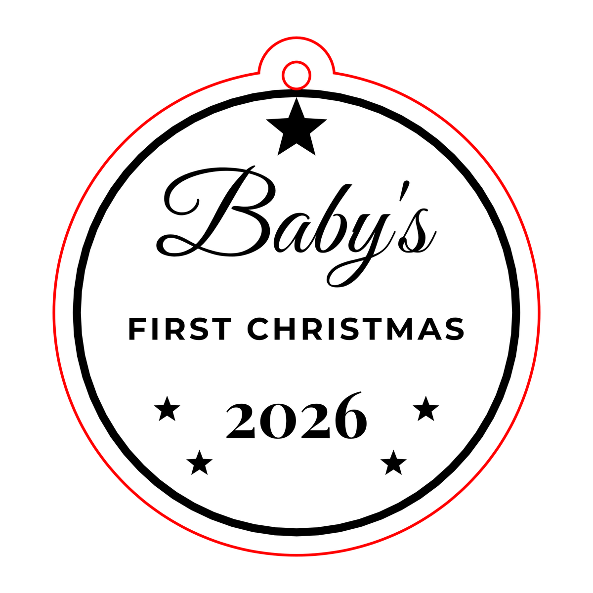 Baby's First Christmas 2026 Ornament cut sheet