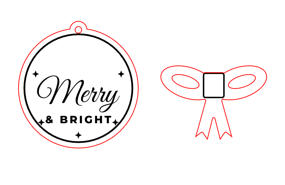 Merry & Bright Coquette Bow Ornament cut sheet