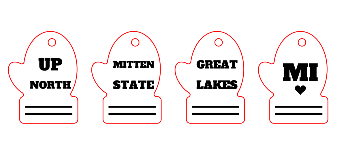 Michigan Mitten Keychain Set of 4 cut sheet