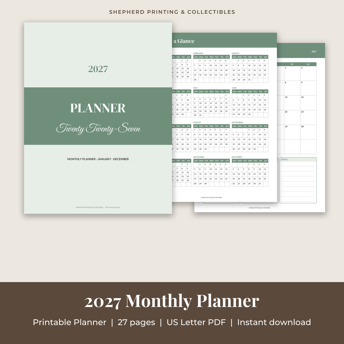 2027 Monthly Planner preview