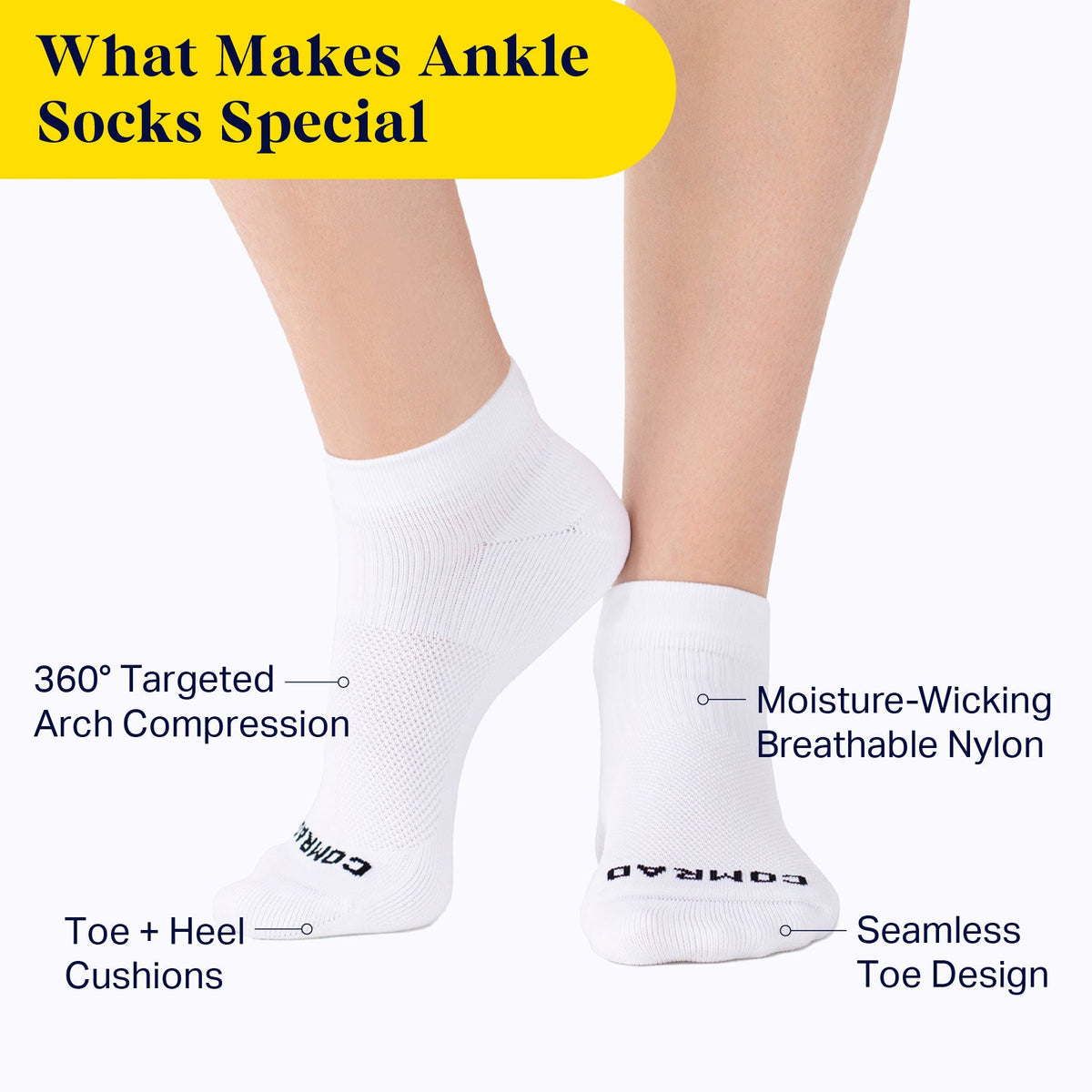 Ankle Compression Socks – Arch Support Running Socks, Blister-Free