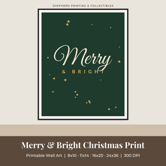 Merry & Bright Christmas Print preview