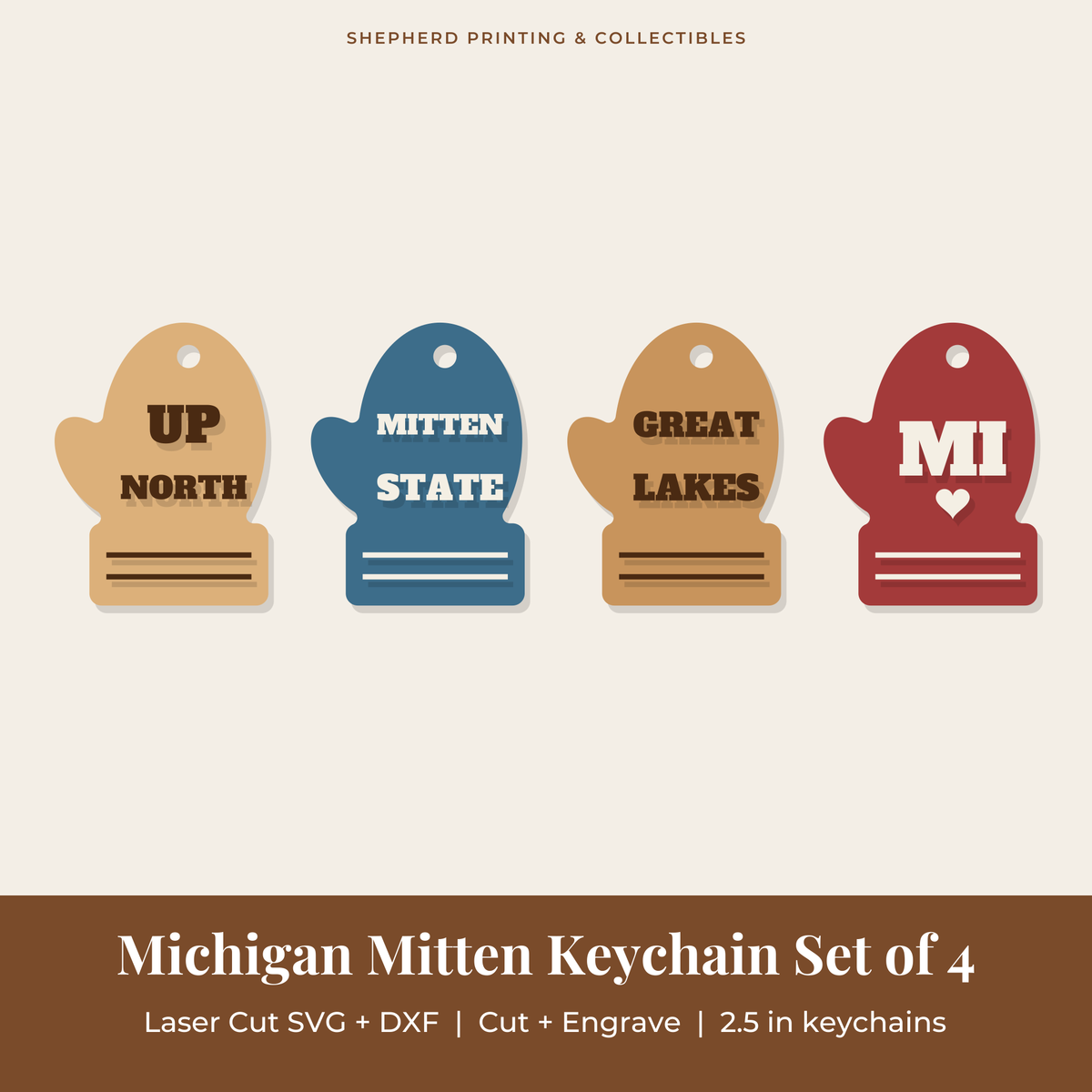 Michigan Mitten Keychain Set of 4 preview