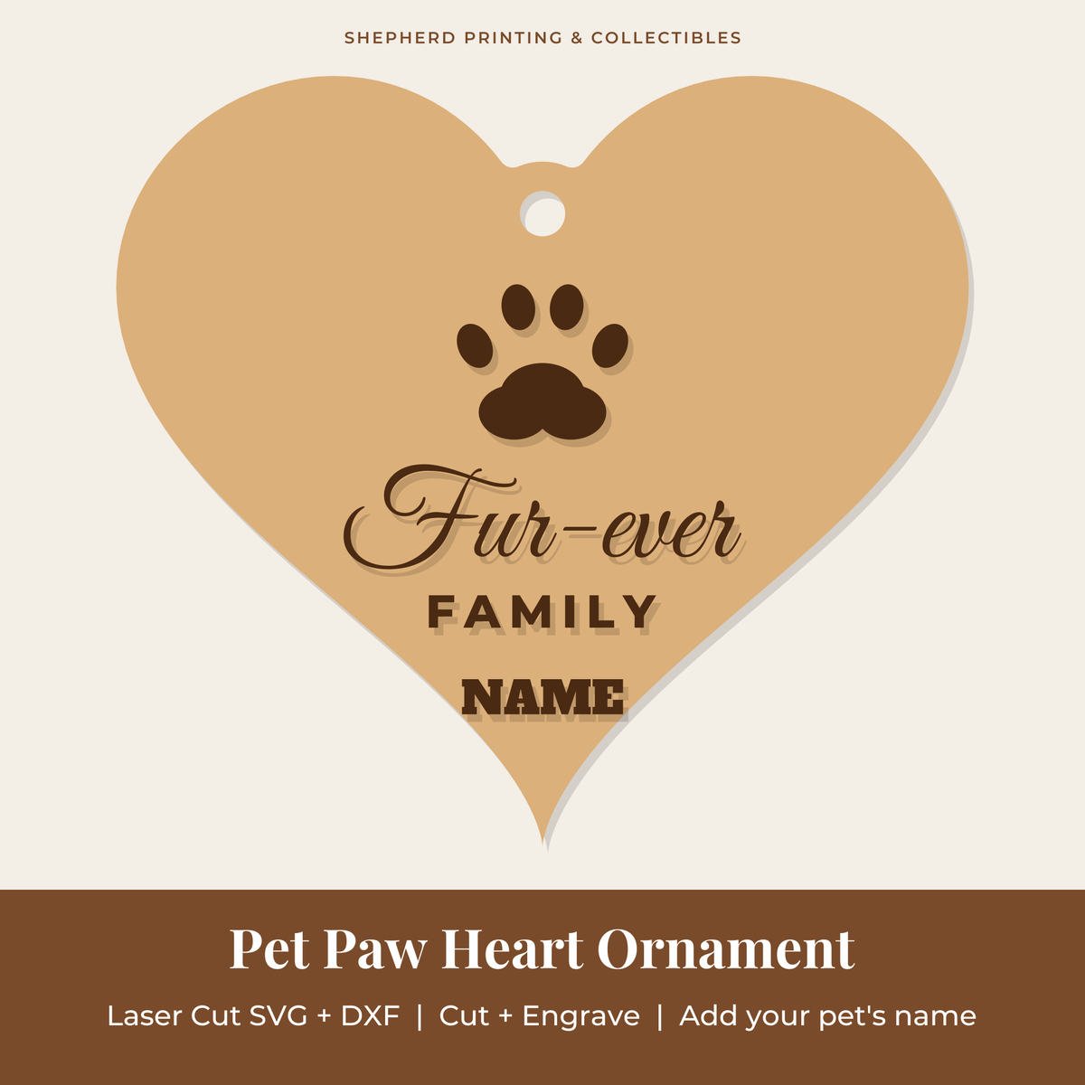 Pet Paw Heart Ornament preview
