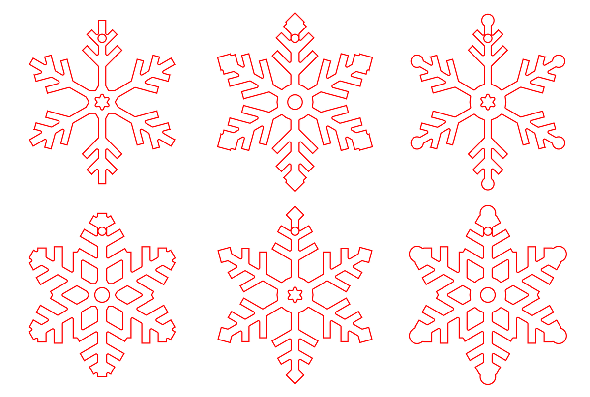 Snowflake Ornament Set of 6 cut sheet