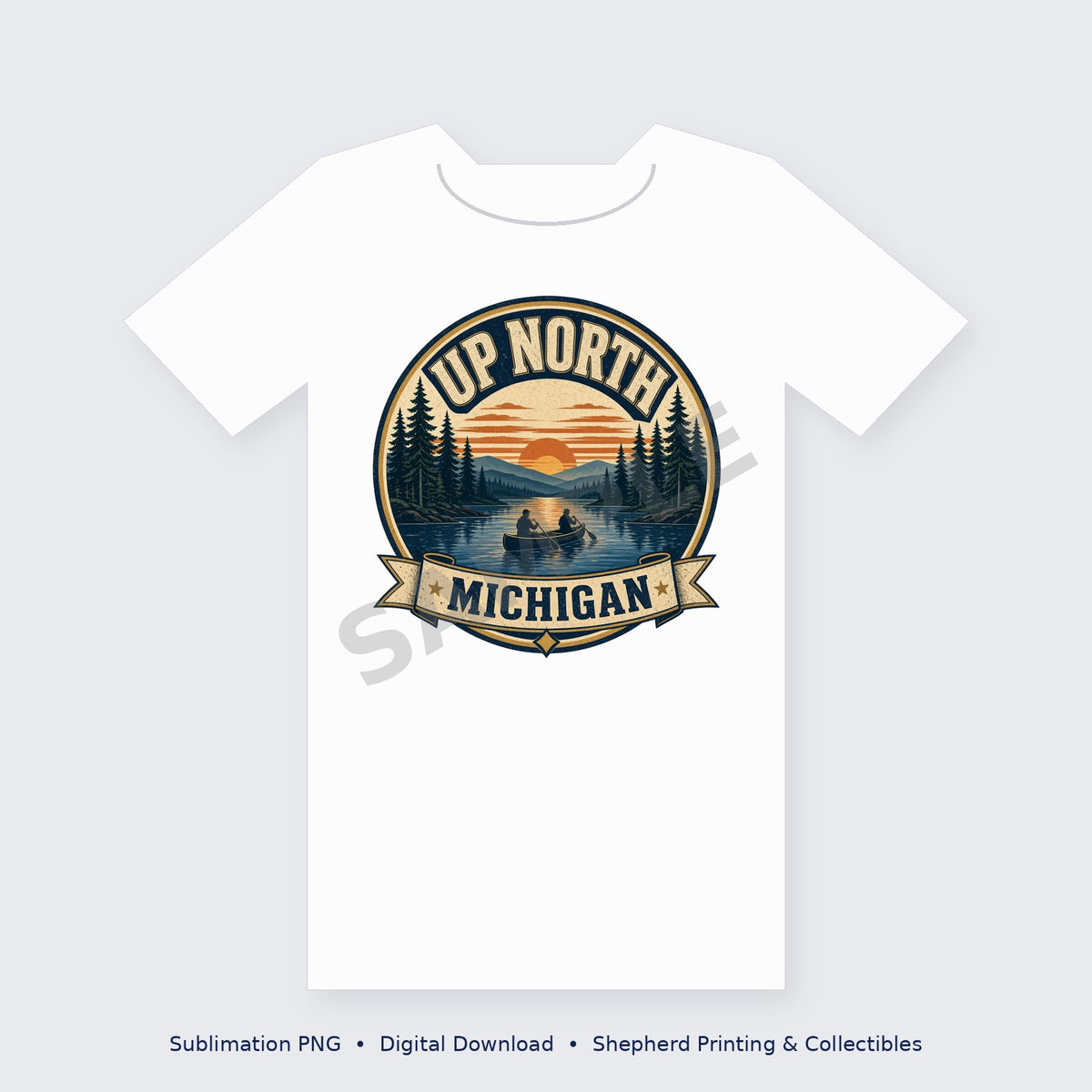 Up North Michigan Vintage Badge Sublimation PNG – Lake Life Digital Download